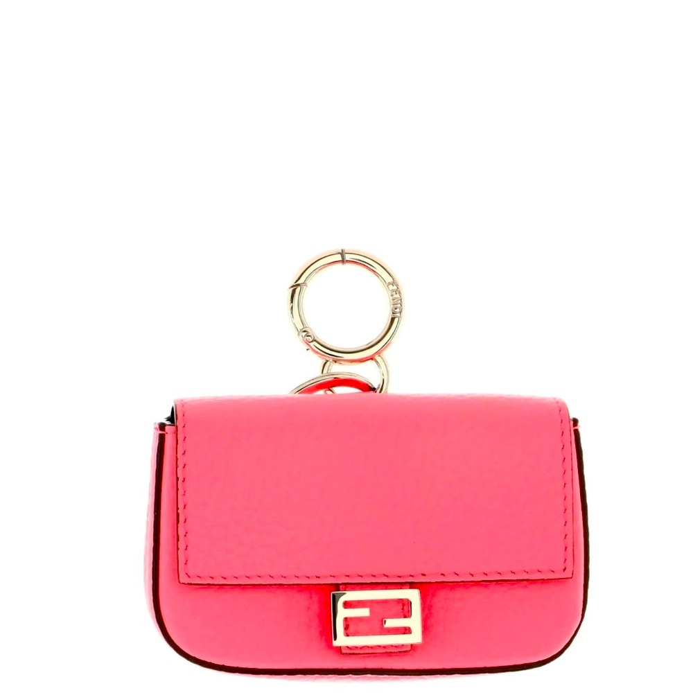 Fendi Baguette Bag Charm Leather Micro Pink